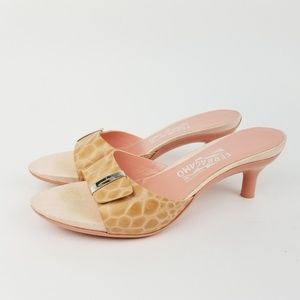 Salvatore Ferragamo Heel Sandals Slides 9 D Ei29